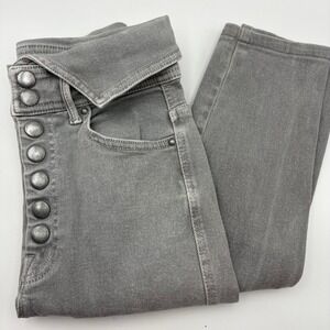 MOTHER The Swooner Exposed Snap Ankle High‎ Waisted Jeans Gray Denim Size 24